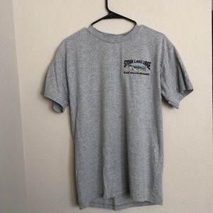 Gray Graphic Stork Lake Lodge Tee